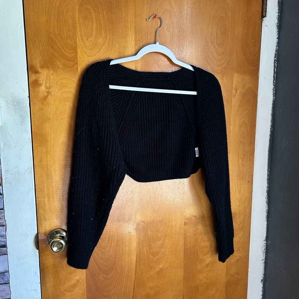 SHEIN Cropped Black Knit Cardigan Women’s Size XS